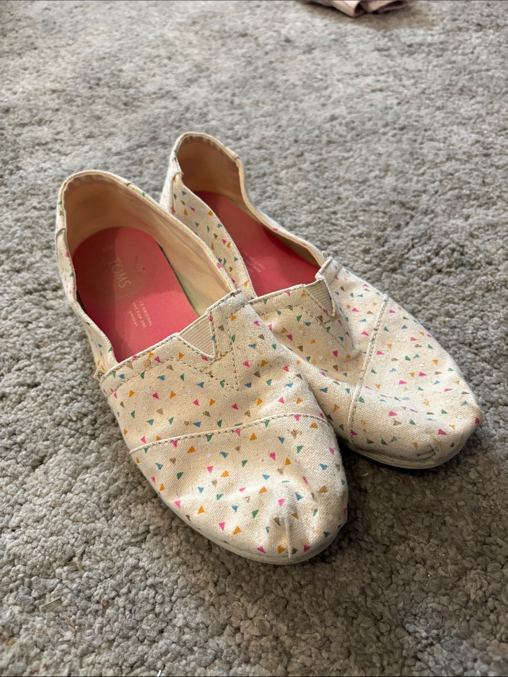 Toms Canvas Slip-On Shoes in Cream with Confetti Print
